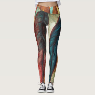 grote bladvormen in de herfstkleuren van de wedstr leggings