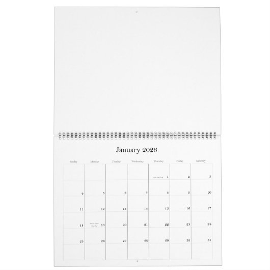 Grote blanco kalender 2026 (Jan 2026)