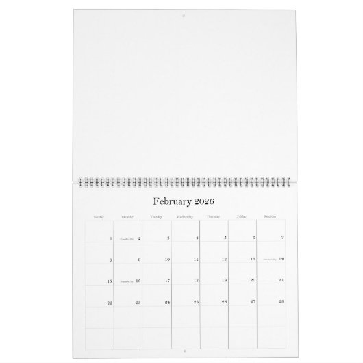Grote blanco kalender 2026 (Feb 2026)