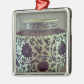 Grote blauw- en witte ringvaas metalen ornament (Links)