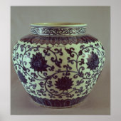 Grote blauw- en witte ringvaas poster (Voorkant)