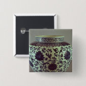 Grote blauw- en witte ringvaas vierkante button 5,1 cm (Voorkant /achterkant)