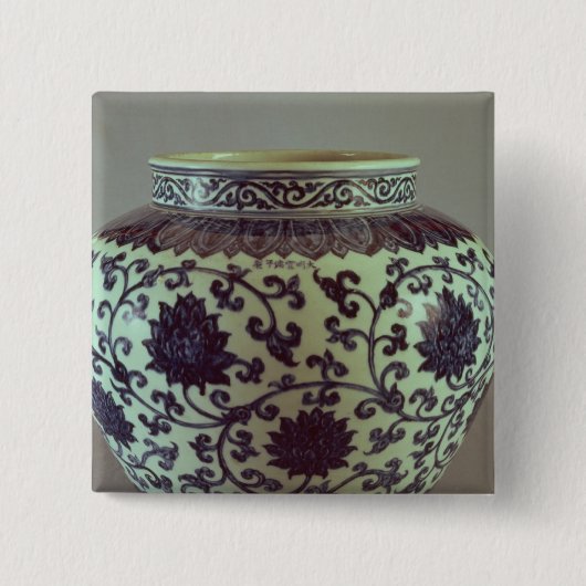 Grote blauw- en witte ringvaas vierkante button 5,1 cm (Voorkant)