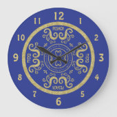 Grote  "Blauw, goudlegant" Grote Klok (Voorkant)