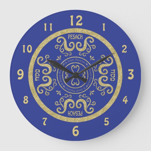 Grote  "Blauw, goudlegant" Grote Klok (Voorkant)