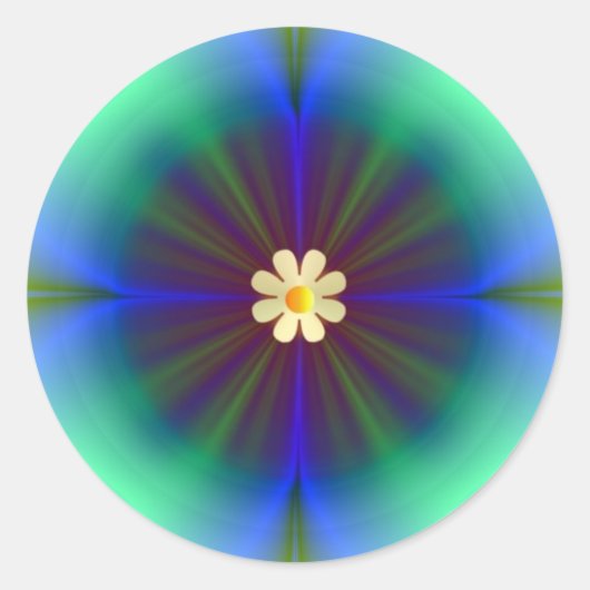 Grote blauw-groene bloem ronde sticker (Voorkant)
