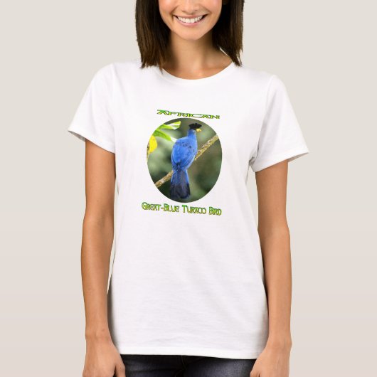 Grote Blauwe Afrikaanse Turaco Vogel T-shirt (Voorkant)