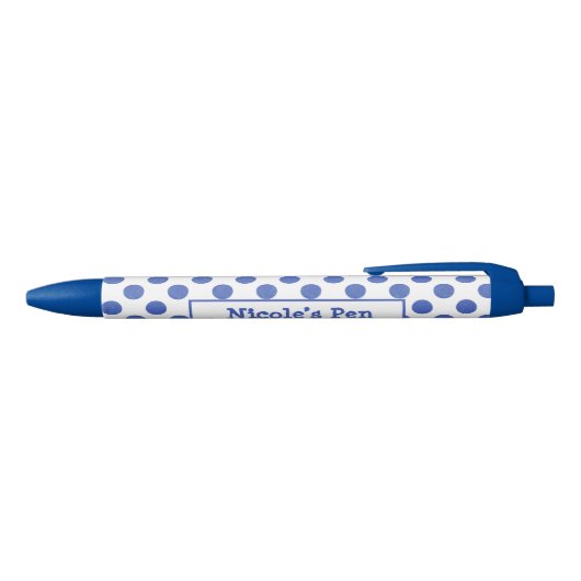 Grote blauwe Aqua Polka Dots gepersonaliseerd Blauwe Inkt Pen (Bovenkant)