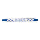 Grote blauwe Aqua Polka Dots gepersonaliseerd Blauwe Inkt Pen (Voorkant)