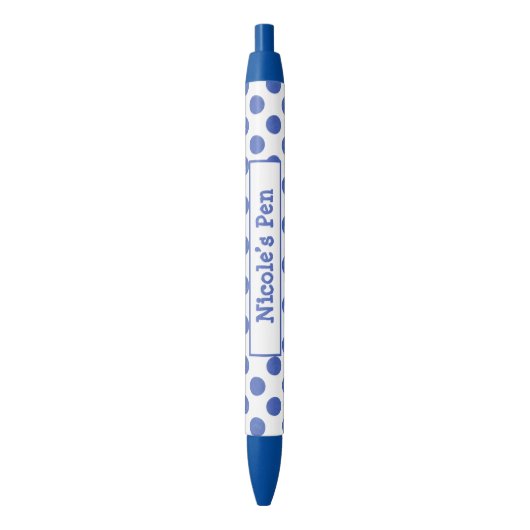 Grote blauwe Aqua Polka Dots gepersonaliseerd Blauwe Inkt Pen (Voorkant Verticaal)