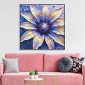 Grote Blauwe Bloem Impressionistische Print | Bota (Insitu (Woonkamer))