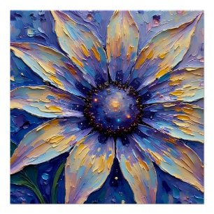 Grote Blauwe Bloem Impressionistische Print Bota Perfect Poster