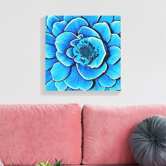 Grote blauwe Camellia bloesem Canvas Afdruk (Insitu (Woonkamer))