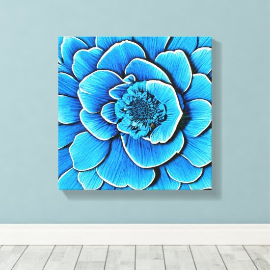 Grote blauwe Camellia bloesem Canvas Afdruk (Insitu (Houten vloer))