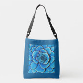 Grote blauwe Camellia bloesem Crossbody Tas (Achterkant)