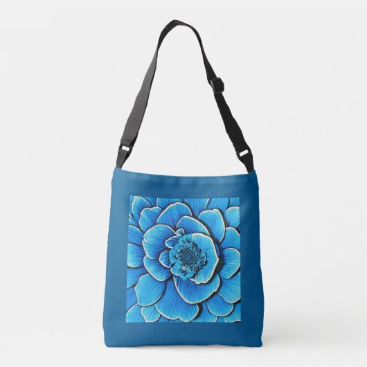 Grote blauwe Camellia bloesem Crossbody Tas (Achterkant)