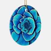 Grote blauwe Camellia bloesem Keramisch Ornament (Rechts)