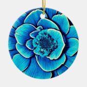 Grote blauwe Camellia bloesem Keramisch Ornament (Voorkant)