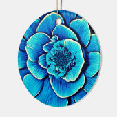 Grote blauwe Camellia bloesem Keramisch Ornament (Links)