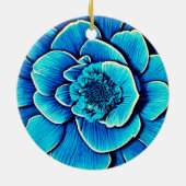 Grote blauwe Camellia bloesem Keramisch Ornament (Achterkant)