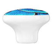 Grote blauwe Camellia bloesem Keramische Knop (Zijkant)