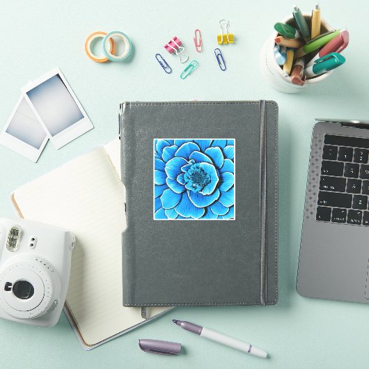 Grote Blauwe Camellia Bloesem Sticker (iPad Cover)