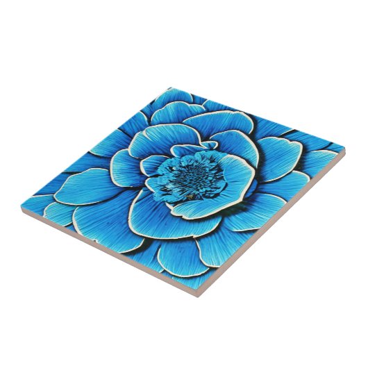 Grote blauwe Camellia bloesem Tegeltje (Zijkant)