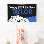 Grote Blauwe Casino Poker Kaart Party Banner Sign (Insitu)