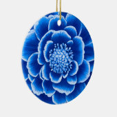 Grote Blauwe Dahlia Bloem Keramisch Ornament (Rechts)