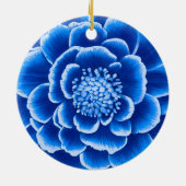Grote Blauwe Dahlia Bloem Keramisch Ornament (Achterkant)