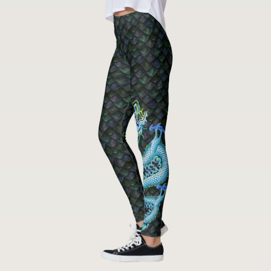 Grote blauwe draak leggings (Links)