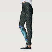 Grote blauwe draak op drakenschalen leggings (Links)