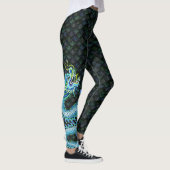 Grote blauwe draak op drakenschalen leggings (Rechts)