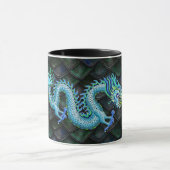 Grote blauwe draak op drakenschalen mok (Midden)