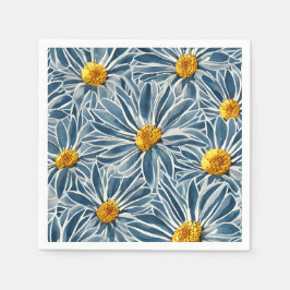 Grote Blauwe en gele Bloemen Naadloos Patroon Servet