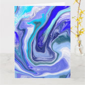 Grote blauwe en witte marmerdag kaart (Gele Bloem)