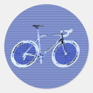 Grote blauwe fiets ronde sticker