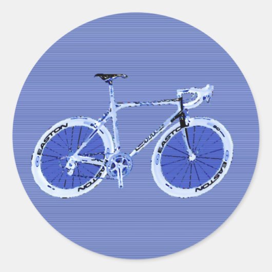 Grote blauwe fiets ronde sticker (Voorkant)