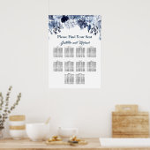 Grote Blauwe Floral 10-tafel zitgrafiek Poster (Keuken)