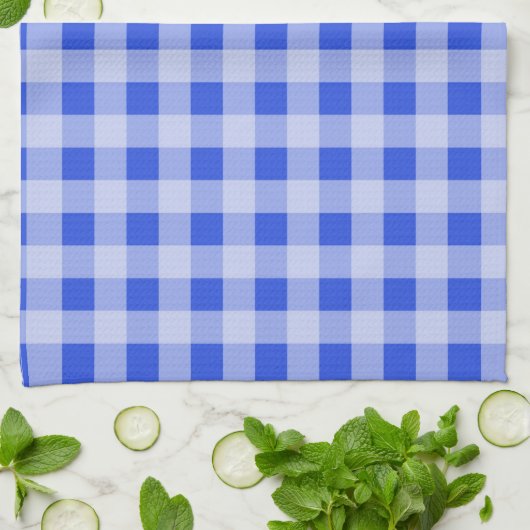 Grote blauwe gingham theedoek (Gevouwen)