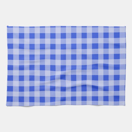 Grote blauwe gingham theedoek (Horizontaal)