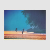 Grote blauwe haren vliegen naar blauw tissuepapier (Voorkant)