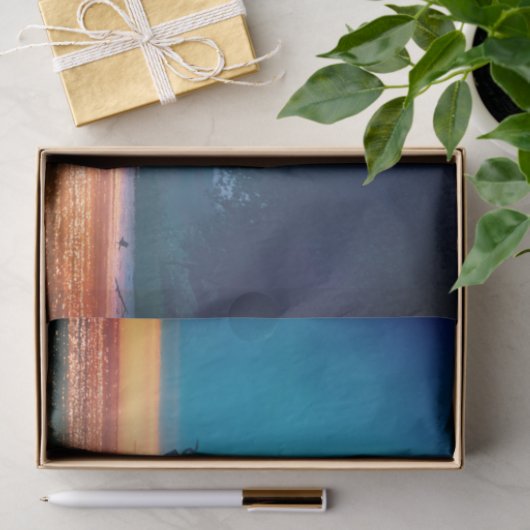 Grote blauwe haren vliegen naar blauw tissuepapier (Geschenk)