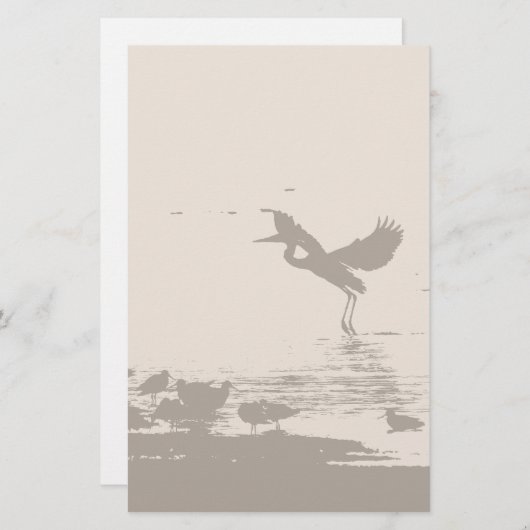 Grote blauwe harnvogels in het wild levende dieren briefpapier (Voorkant / Achterkant)