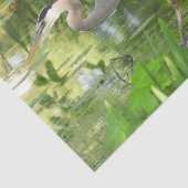 Grote blauwe haron in vijver - groen tissuepapier (Detail)