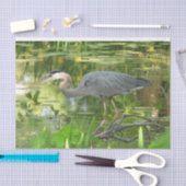 Grote blauwe haron in vijver - groen tissuepapier (Craft)