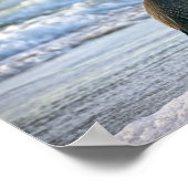 Grote blauwe haron op het strand poster (Hoek)