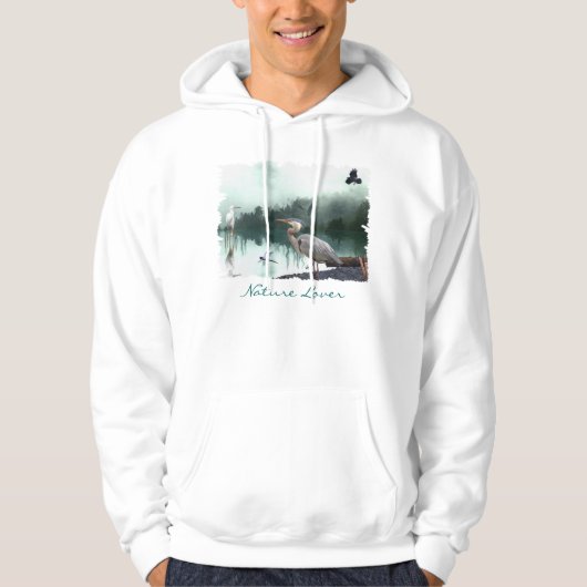 Grote blauwe Heron, Egret, Crow & Dragonfly Hoodie (Voorkant)