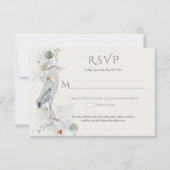 Grote Blauwe Heron Etherische Bloemen RSVP Kaartje (Voorkant)