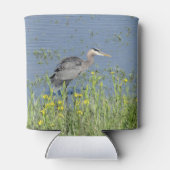 Grote Blauwe Heron in de rivier. Blikjeskoeler (Achterkant)